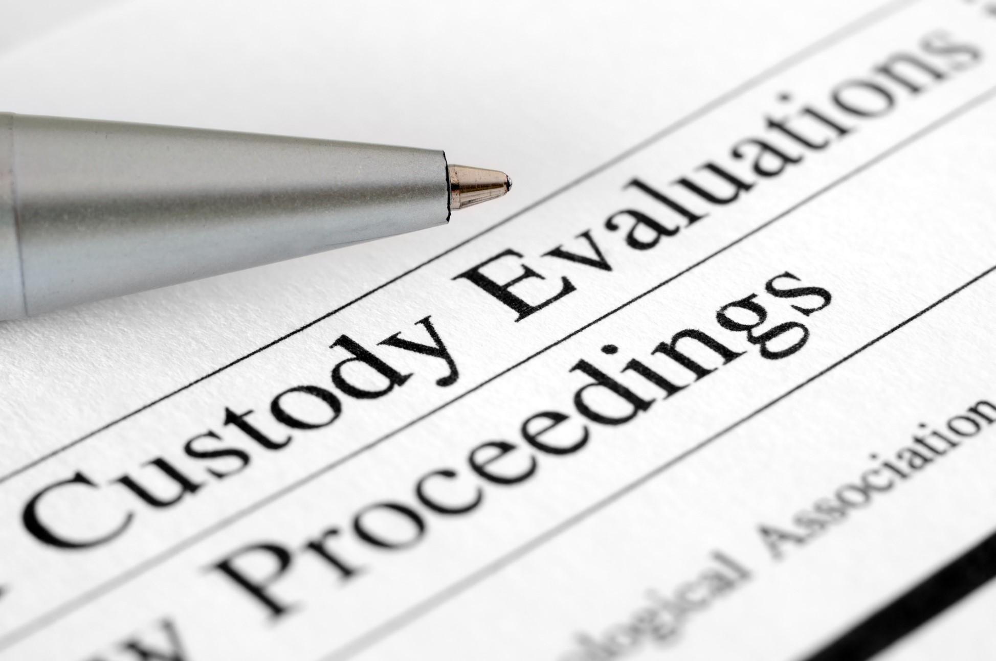 A document showing a legal process involving parents and children for custody evaluations and proceedings